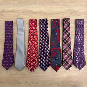 Vintage Lot 7 Designer 100% Silk Ties Lauren Ralph Lauren Tommy Hilfiger Tie Bar